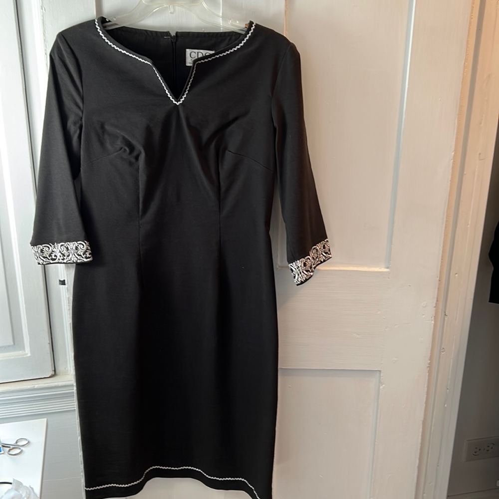 CDC Petites Black Stretch Cocktail Dress Size 10